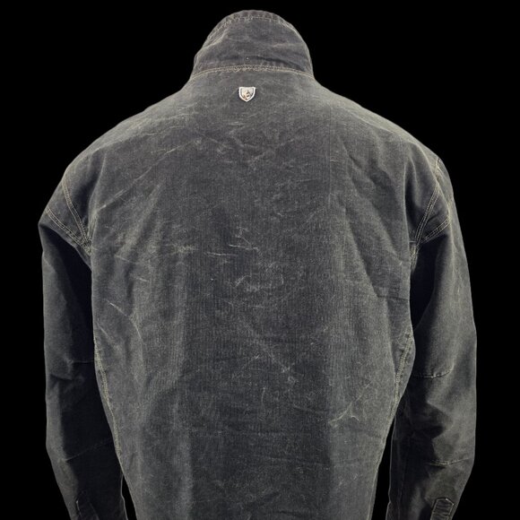 Kuhl Jacket Black FadeVintage Patina Dye Canvas Fleece Burr Lined Zip Men XLarge - Picture 2 of 15